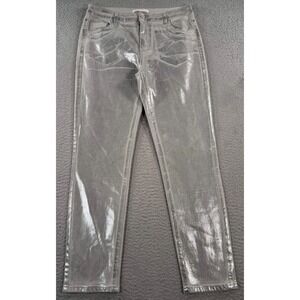 Toxik3‎ Jeans Womens XL/42 Gray Silver Metallic Coated Boyfriend NWT